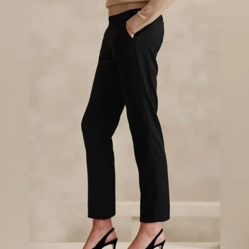 BANANA REPUBLIC - Avery Straight pant sz 12 in Black Color Wool blend inseam 26” - Picture 1 of 7